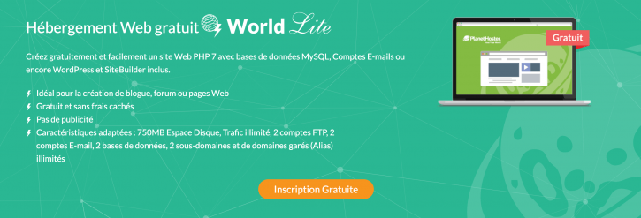 L'offre gratuite d'hébergement web de PlanetHoster