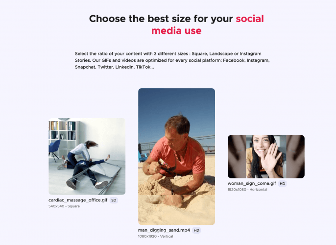 Gifing propose des GIFS à la taille idéale pour les médias sociaux
