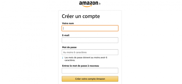 Inscirption partenaires.amazon.fr